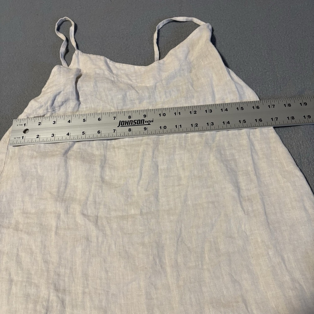 Bellambra Ruffled Dress Women M Ecru 100% Linen Made In Italy Spaghetti Strap - Picture 4 of 11